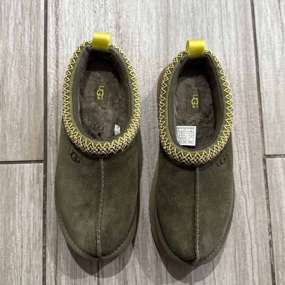 UGG Women's Tazz Slip-On Platform Mule Slippers Burnt Olive Color - Picture 2 of 7